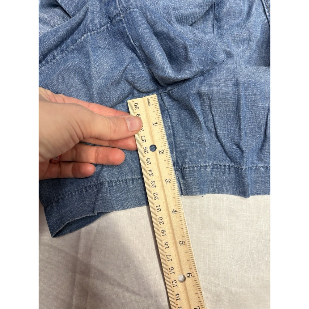 Knox Rose Women's Chambray Paperbag Shorts Size M‎ Medium Tie Waist Blue Tencel - Picture 6 of 7